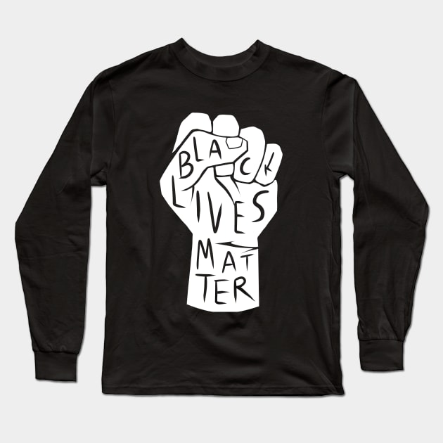 black lives matter | black power fist (white on black background) Long Sleeve T-Shirt by acatalepsys 